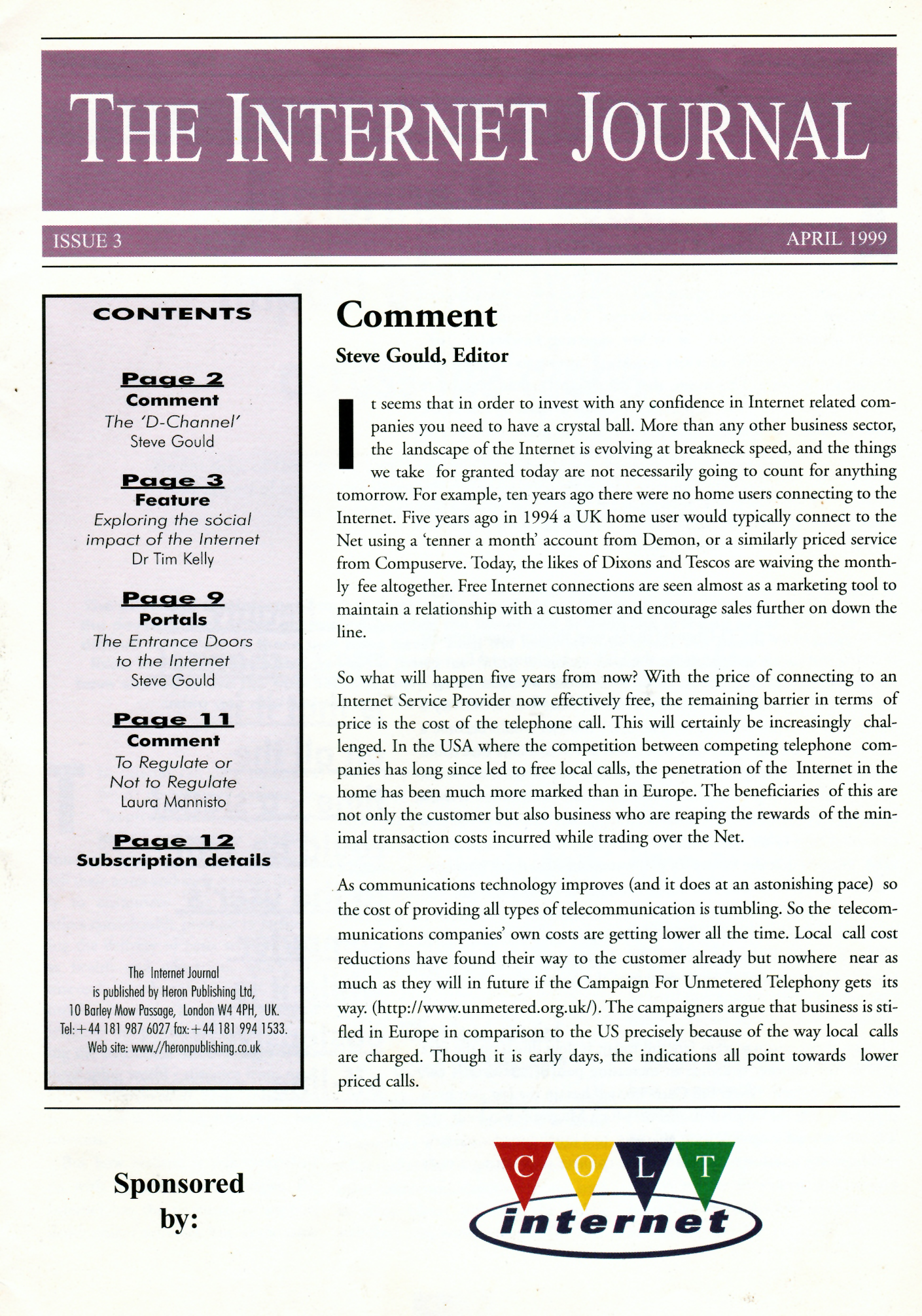 The Internet Journal - April 1999